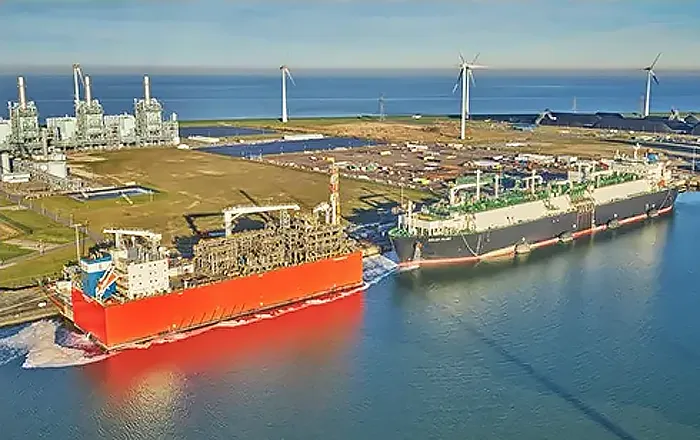 LNG plant project and supply chain management at an LNG terminal with LNG carriers
