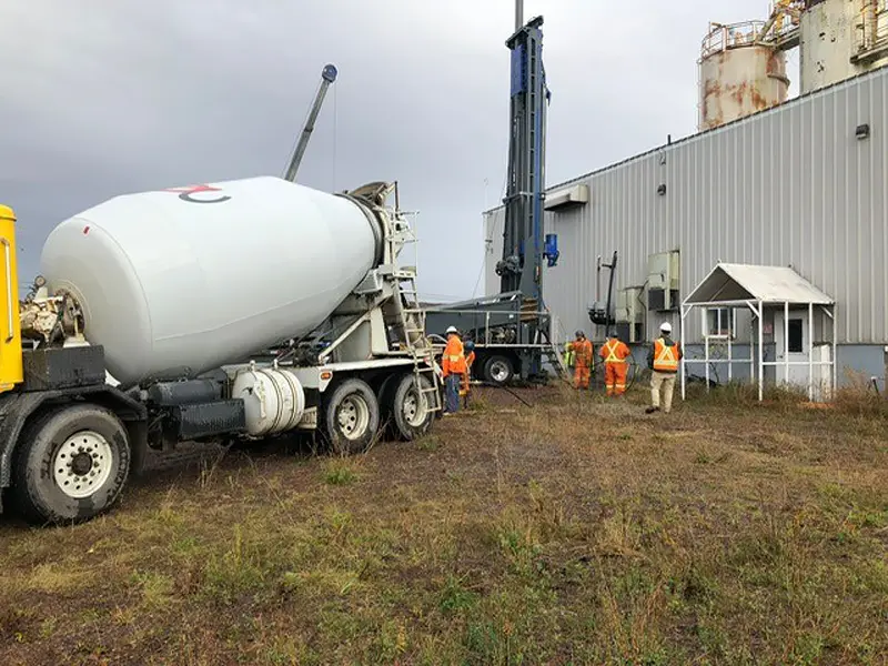 well abandonment cementing equipment at a mining site in New Brunswick, Canada